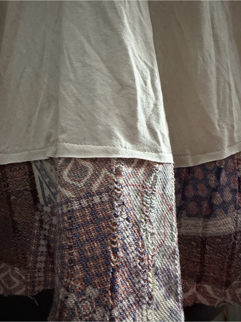 POL Mixed Media Boho Tunic Top Waffle Knit Balloon Sleeve Oversized S - Picture 6 of 8